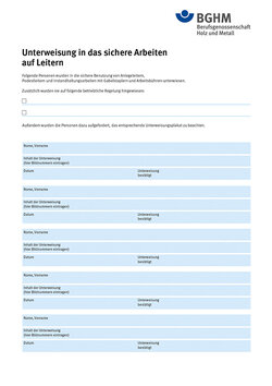 Unterweisung in das sichere Arbeiten auf Leitern