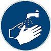 Gebotszeichen "Hände waschen"