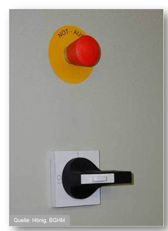 Netztrenneinrichtungen-Hauptschalter. Foto: BGHM