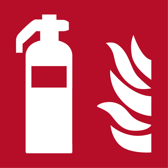 Brandschutzzeichen - Feuerlöscher mit Pfeil links ☆ Brandschutzschilder  Online