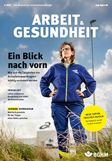 Cover arbeit & gesundheit Ausgabe 1 | 2021; Foto: © Nikolaus Brade; Arbeiterin im "Blaumann".