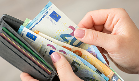 Geldbörse mit Euro-Scheinen; © Vitalii /stock.adobe.com